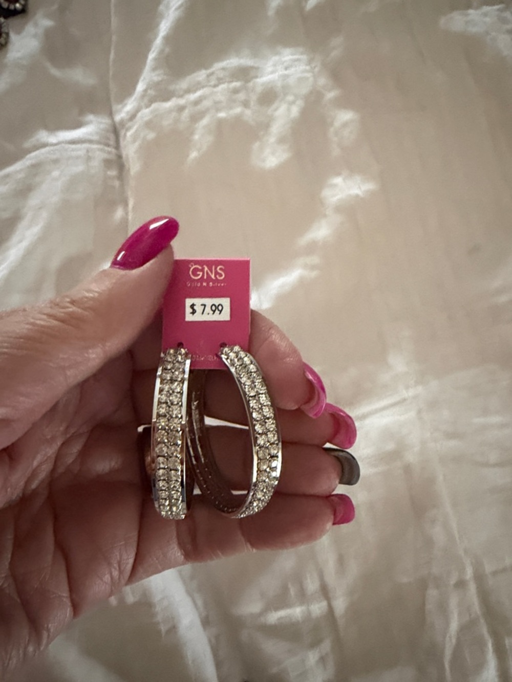 Silver Crystal Hoop Earrings - Sparkling Clear Stones